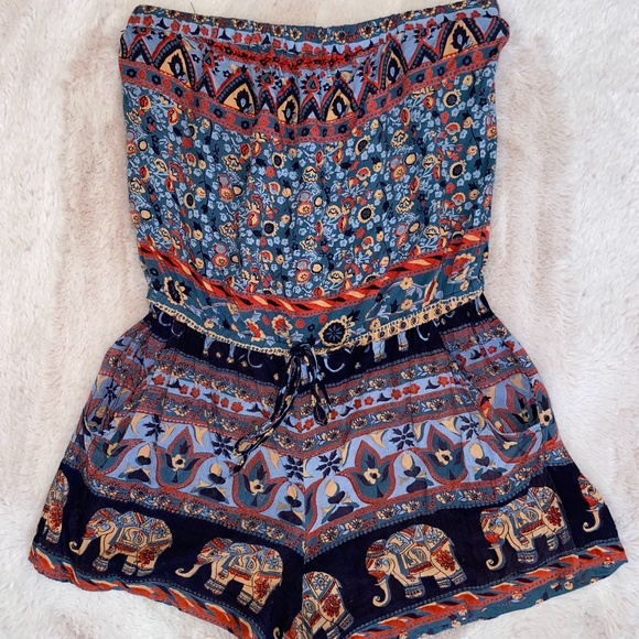 Boho Angie Strapless Romper - Picture 1 of 2